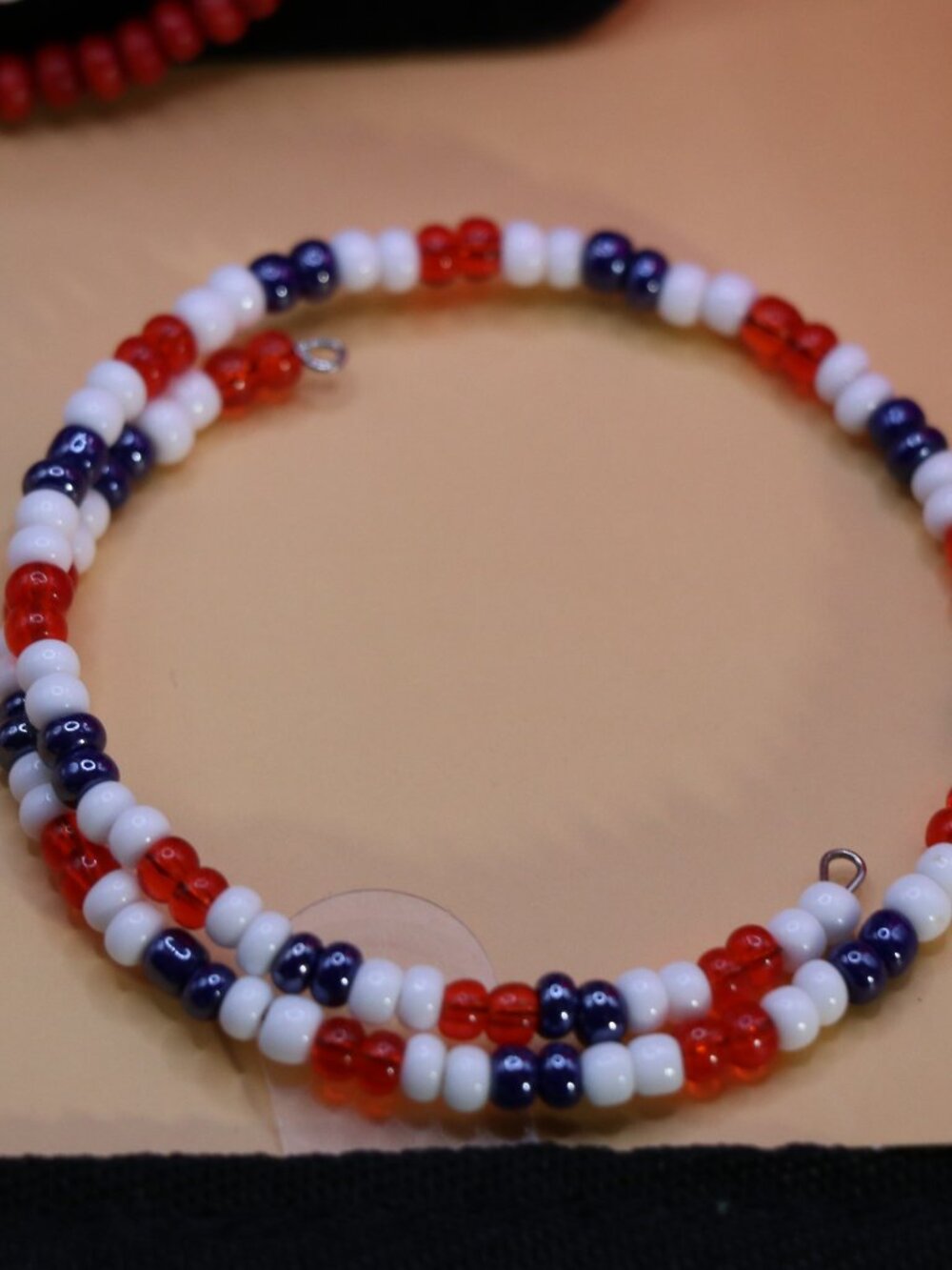 Multistrand Patriotic Necklace and Wired Adjustable Wrap Bracelet - Picture 3 of 6